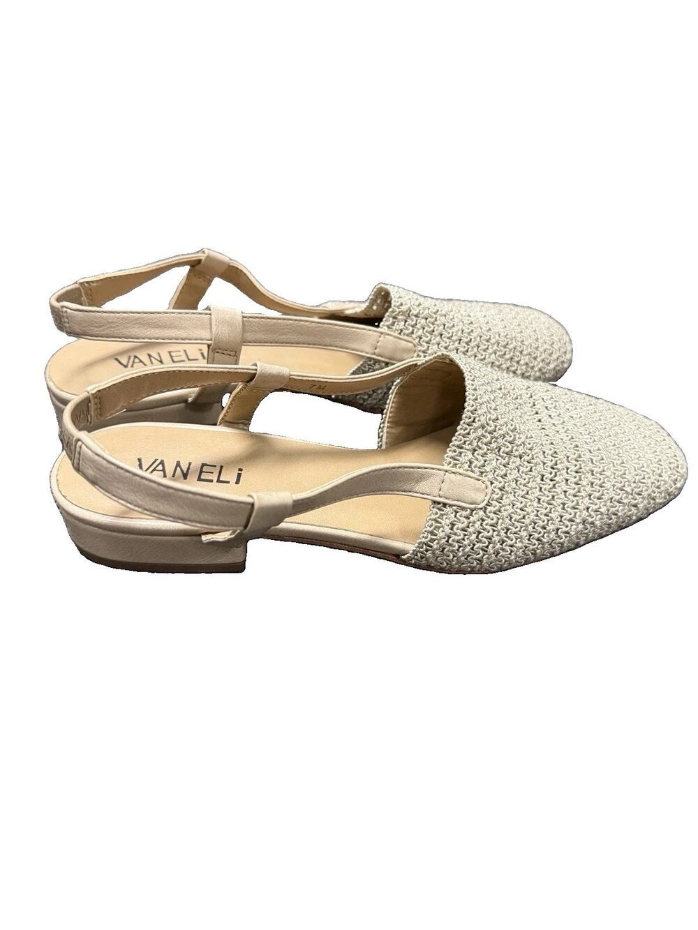 VANELi Janet Woven Crochet Slingback Flats Women’s Size 7 Ivory Cream Square Toe